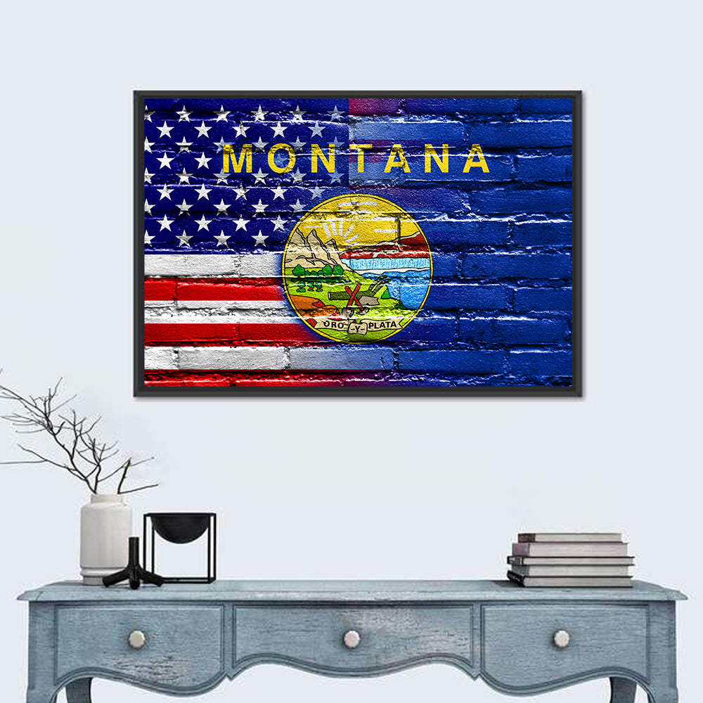 United States and Montana Flag Wall Art