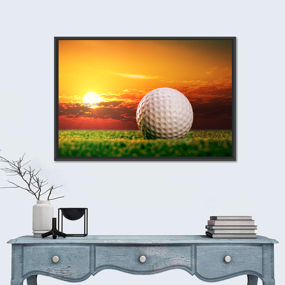 Golf Ball at Sunset Wall Art
