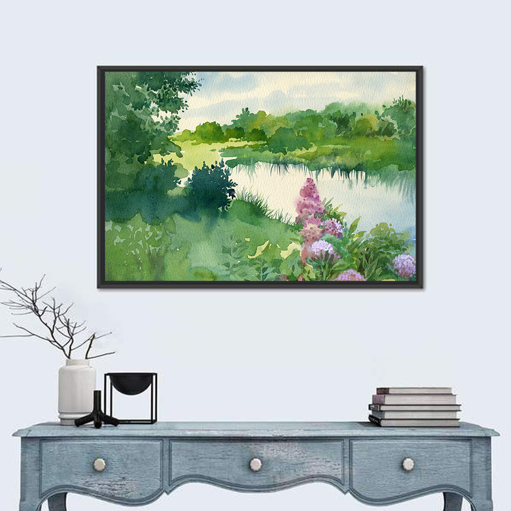 Serene River Watercolor Wall Art