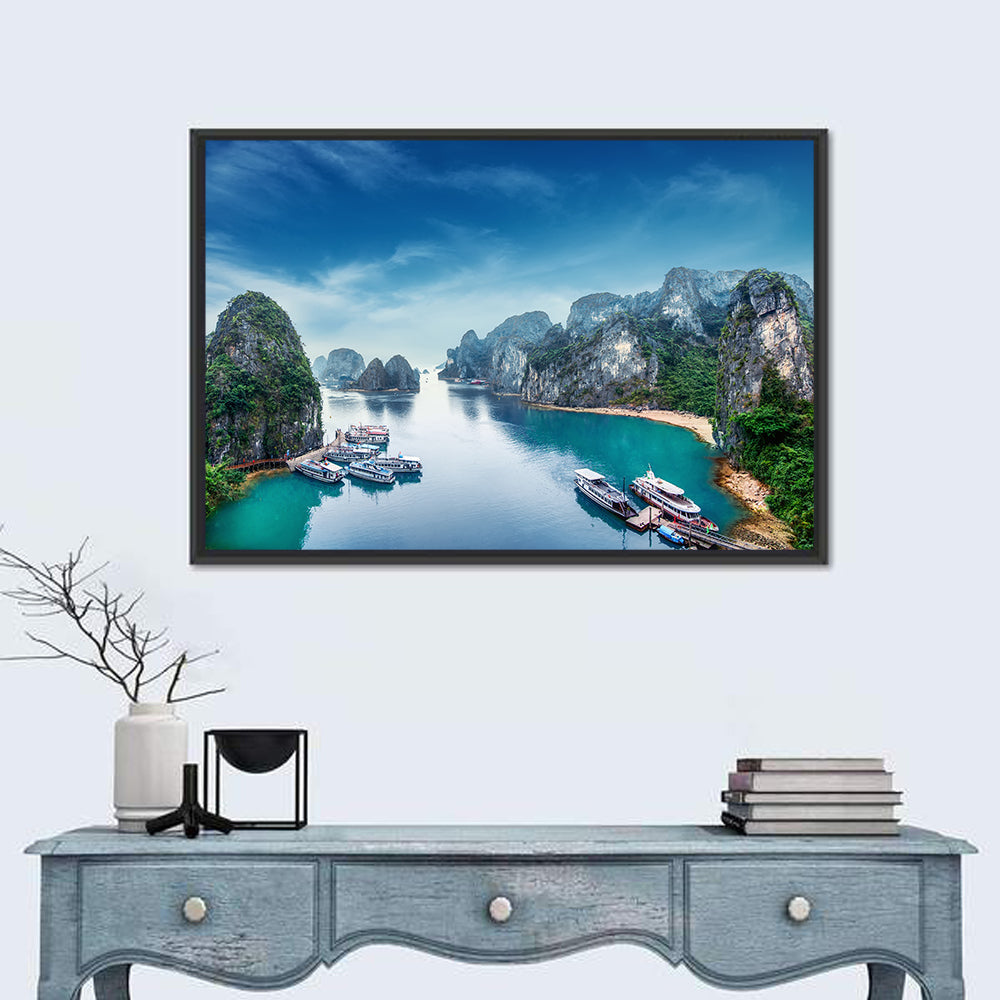 Ha Long Bay Karst Panorama Wall Art in a room, landscape