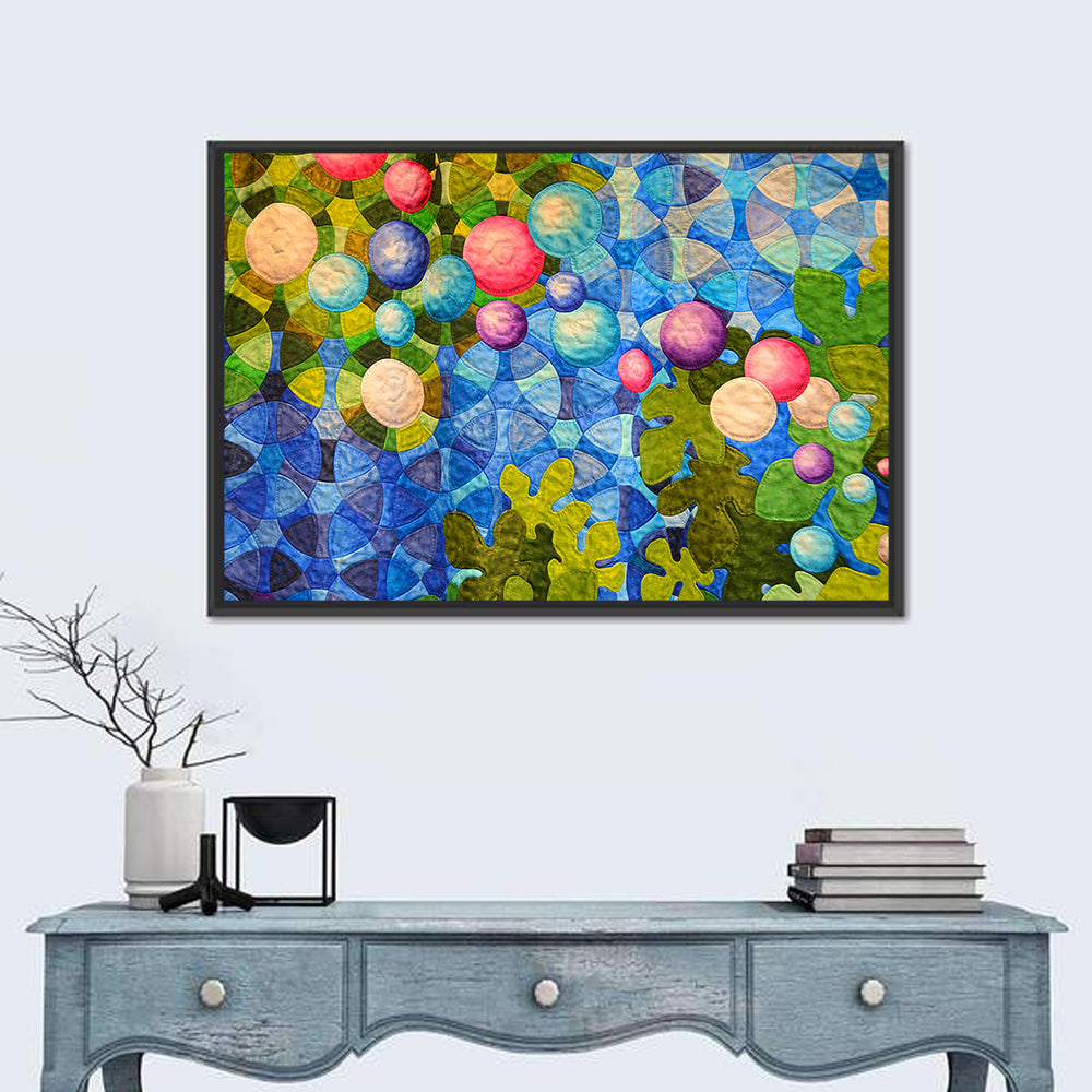 Colorful Quilted Circle Pattern Wall Art