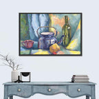 Metal Teapot and Bottle Still Life Wall Art