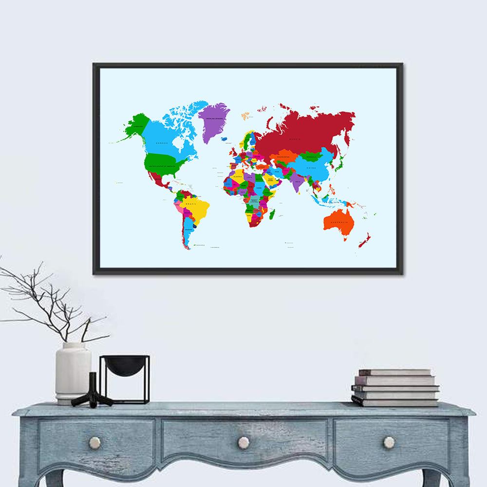 Minimalist Colorful World Map Wall Art