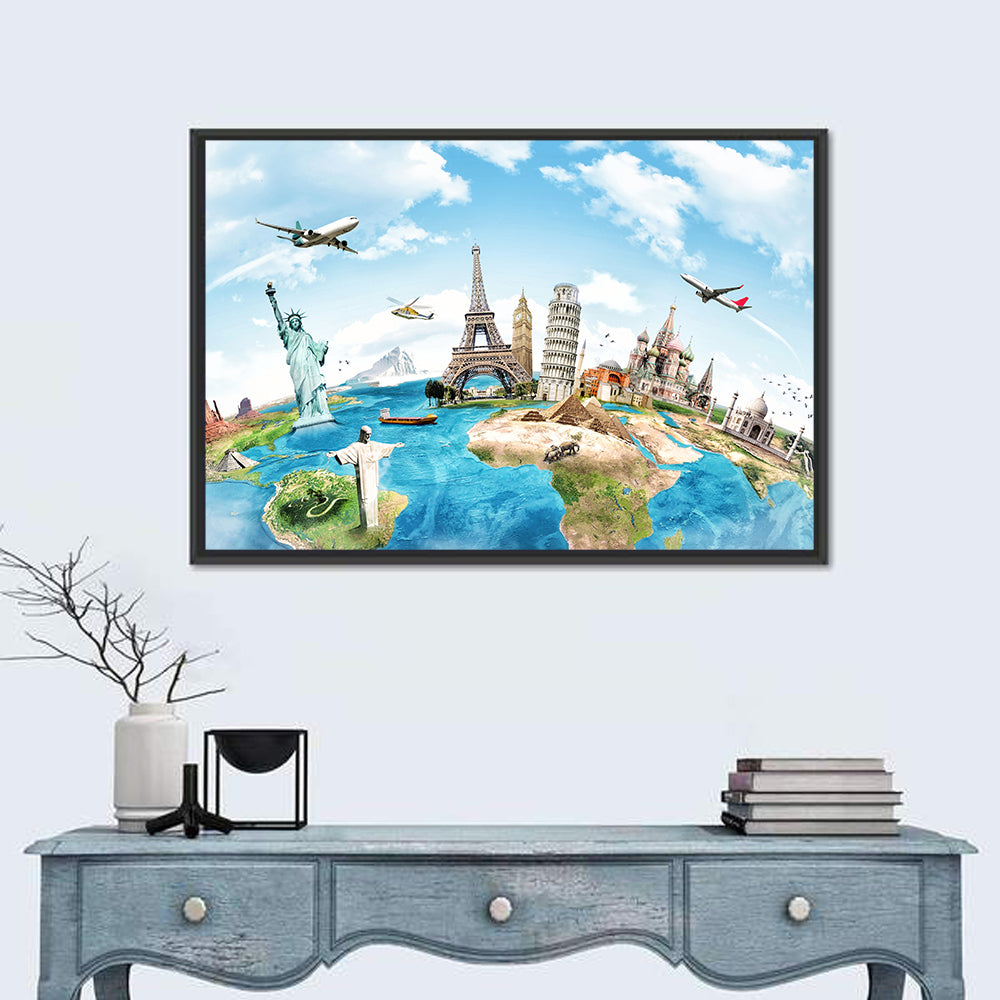 World Monuments Map Wall Art