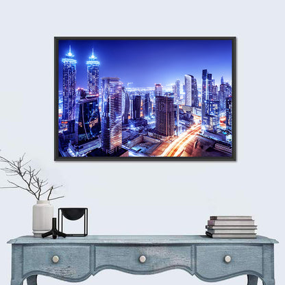 Downtown Dubai Night Skyline Wall Art