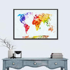 Abstract Watercolor World Map Wall Art