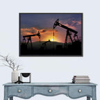 Sunset Oil Field with Pump Jacks Wall Art
