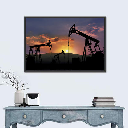 Sunset Oil Field with Pump Jacks Wall Art