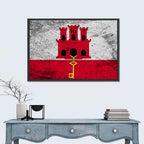 Gibraltar Flag with Castle and Key Wall Art