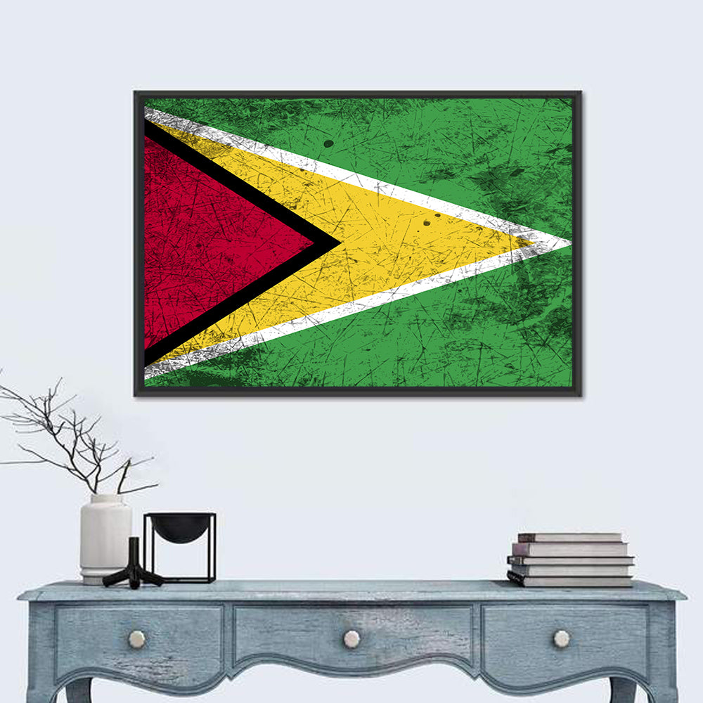 Guyana Flag Distressed Design Wall Art