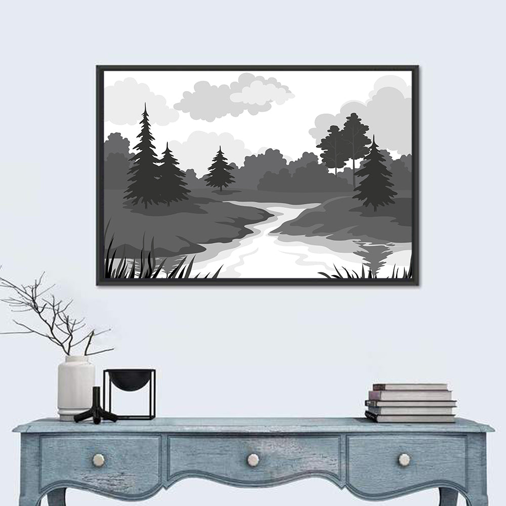 Winding River Silhouette Wall Art