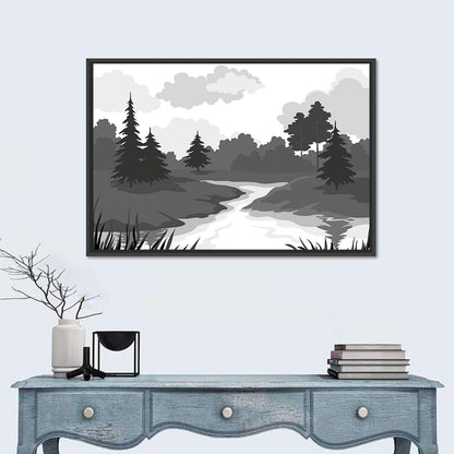 Winding River Silhouette Wall Art