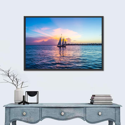 Key West Sailboat at Sunset Wall Art