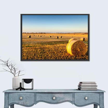 Farm Land Hay Bales Sunset Wall Art