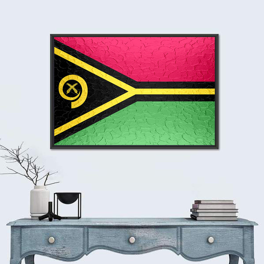 Vanuatu Flag with Boar Tusk Emblem Wall Art