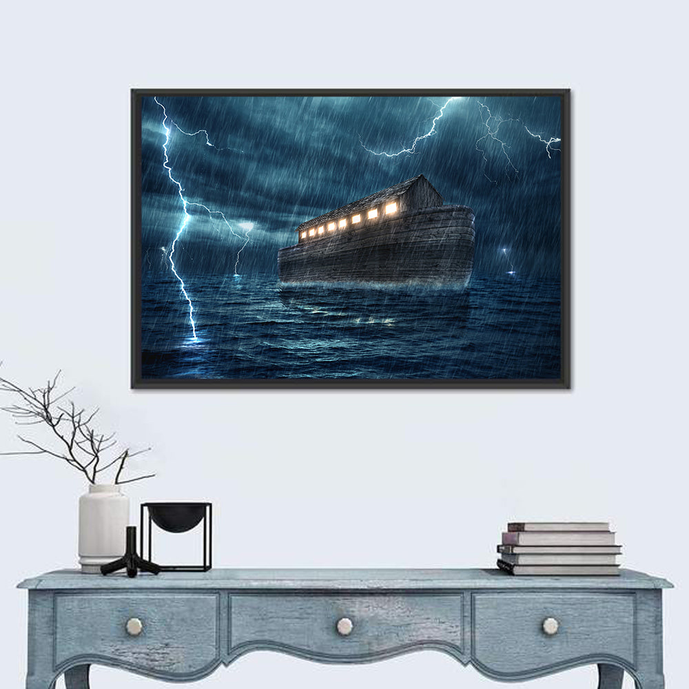 Noah's Ark in Lightning Storm Wall Art in a room, landscape