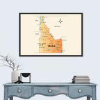 Idaho Cartographic Map Wall Art