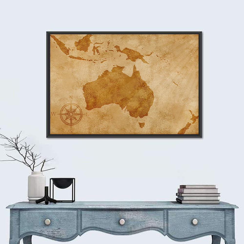 Vintage Grunge Map of Australia Wall Art