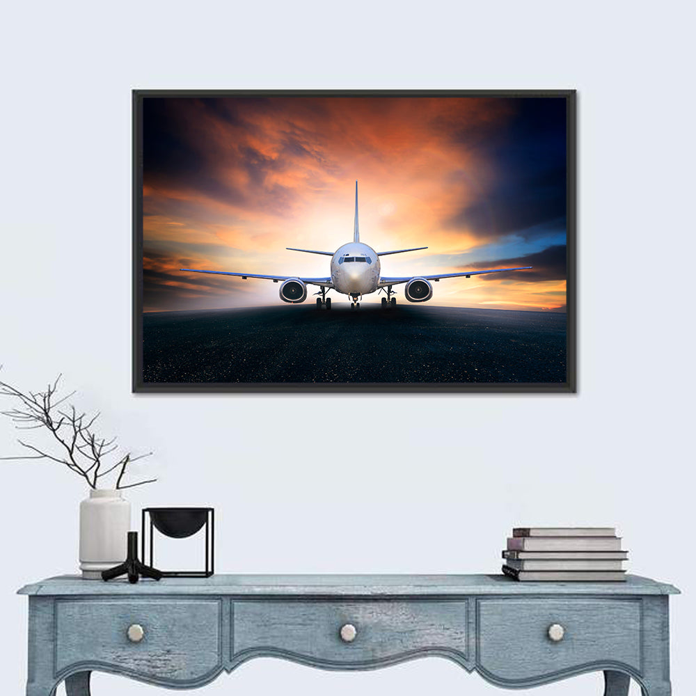 Centered Jet at Sunset Wall Art in a room, landscape