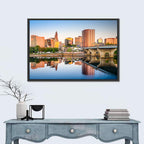 Hartford Skyline with River Reflection Wall Art