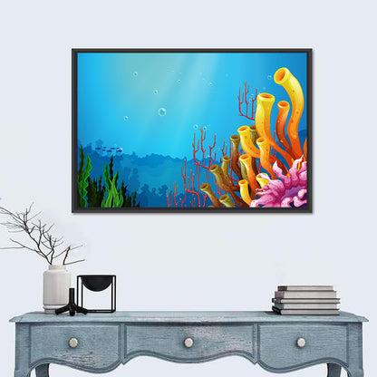 Undersea Coral Reef Illustration Wall Art