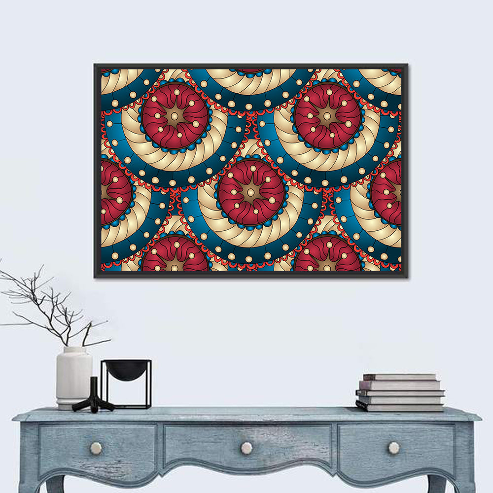 Tessellated Fish Scale Pattern Wall Art in a room, landscape