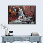 Dual Tier Autumn Forest Waterfall, Crimea Wall Art