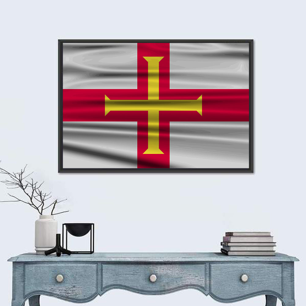Guernsey Flag Wall Art in a room, landscape