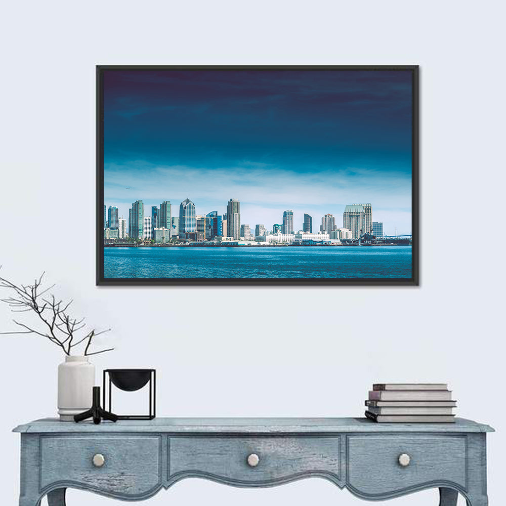 San Diego Bay Skyline Wall Art in a room, landscape