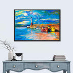 Lighthouse Harbor Sunset Wall Art