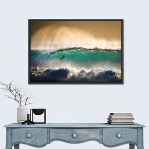 Surfer On Ocean Wave In Bali Wall Art