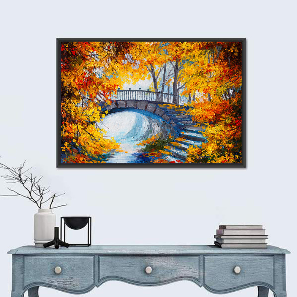 Autumn Forest Stone Bridge Wall Art