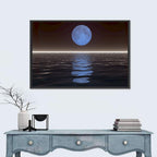 Surreal Moonset Over Reflective Sea Wall Art