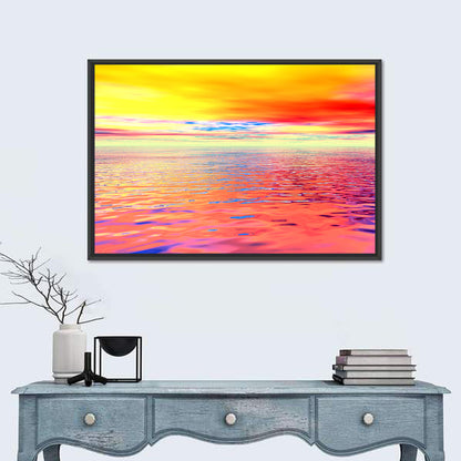 Surreal Ocean Sunset Illustration Wall Art