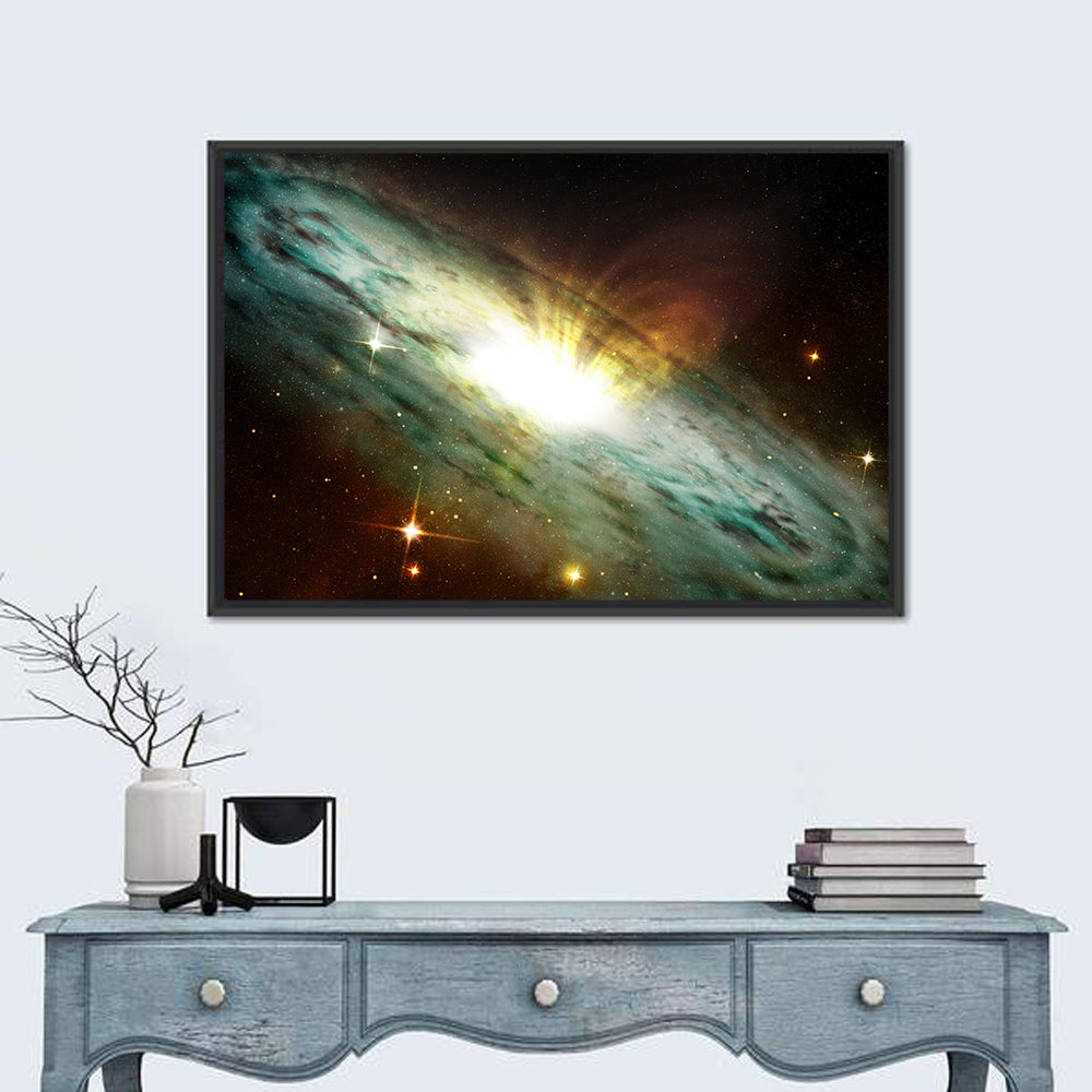 Spiral Galaxy with Glowing Core Wall Art