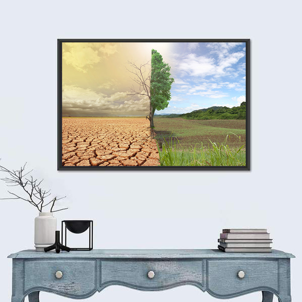 Split Landscape with Half-alive Tree Wall Art