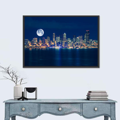 Seattle Skyline at Night Wall Art
