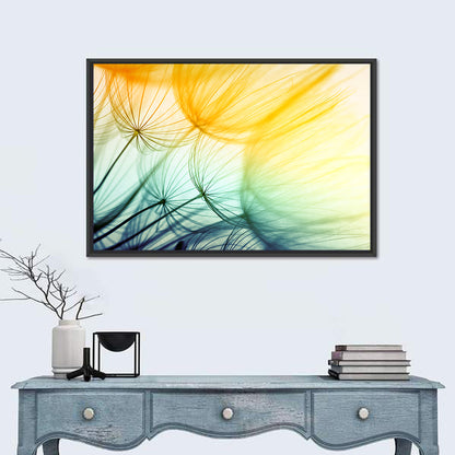 Sunlit Dandelion Seed Macro Wall Art