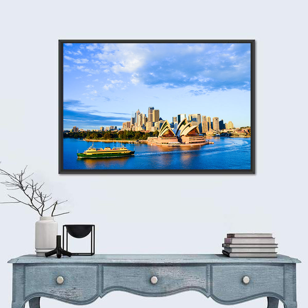 Sydney Opera House Harbor View Wall Art in a room, landscape