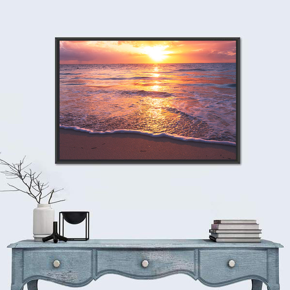Golden Horizon Beach Sunset Wall Art