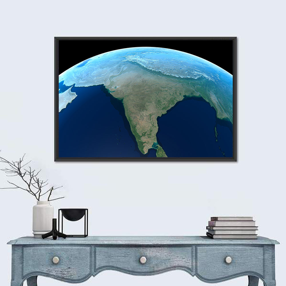 India from Space Wall Art in a room, landscape