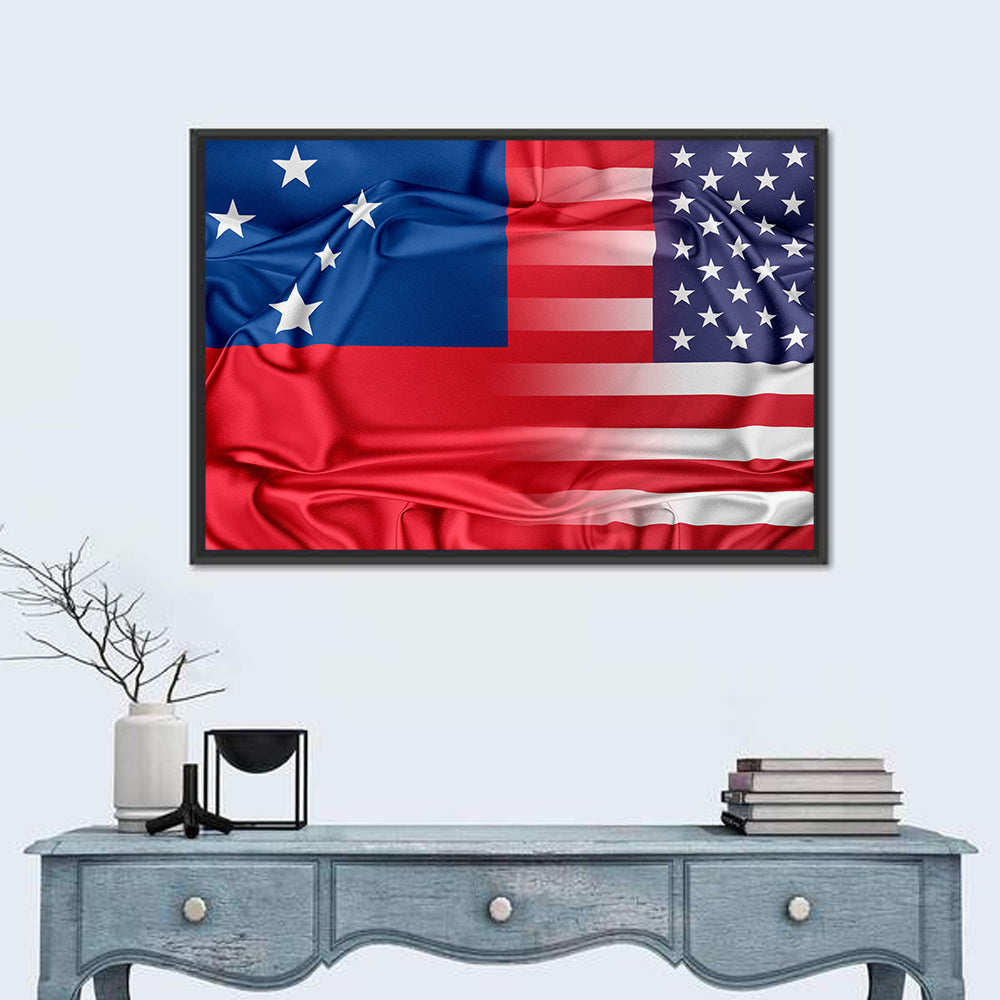 Samoa and USA Flag Blend Wall Art