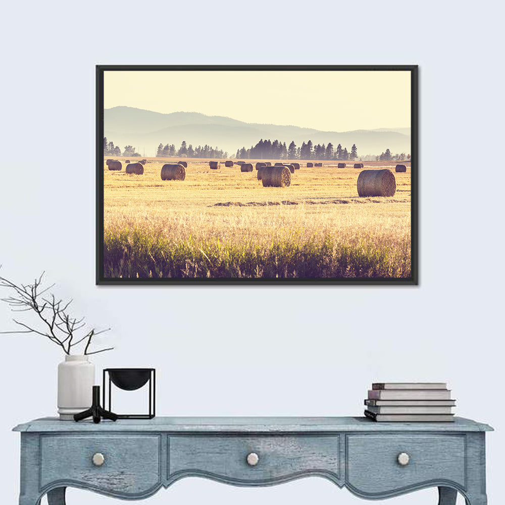 Golden Hay Bales Field Wall Art