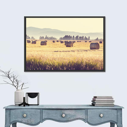 Golden Hay Bales Field Wall Art