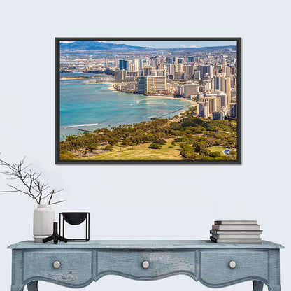 Waikiki Beach and Honolulu Skyline Wall Art