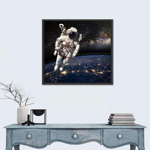 Astronaut In Outer Space Wall Art