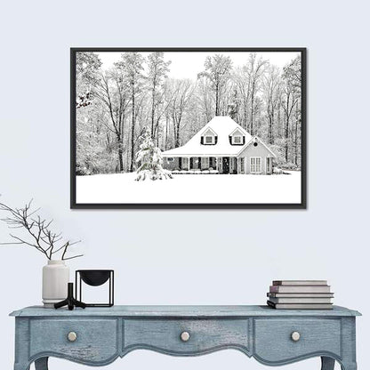 Frosty Winter House Landscape Wall Art