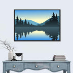 Cool Lake Reflection Illustration Wall Art