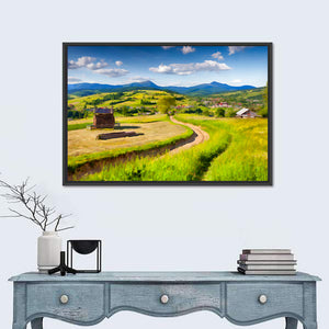 Summer Mountains Village Wall Art