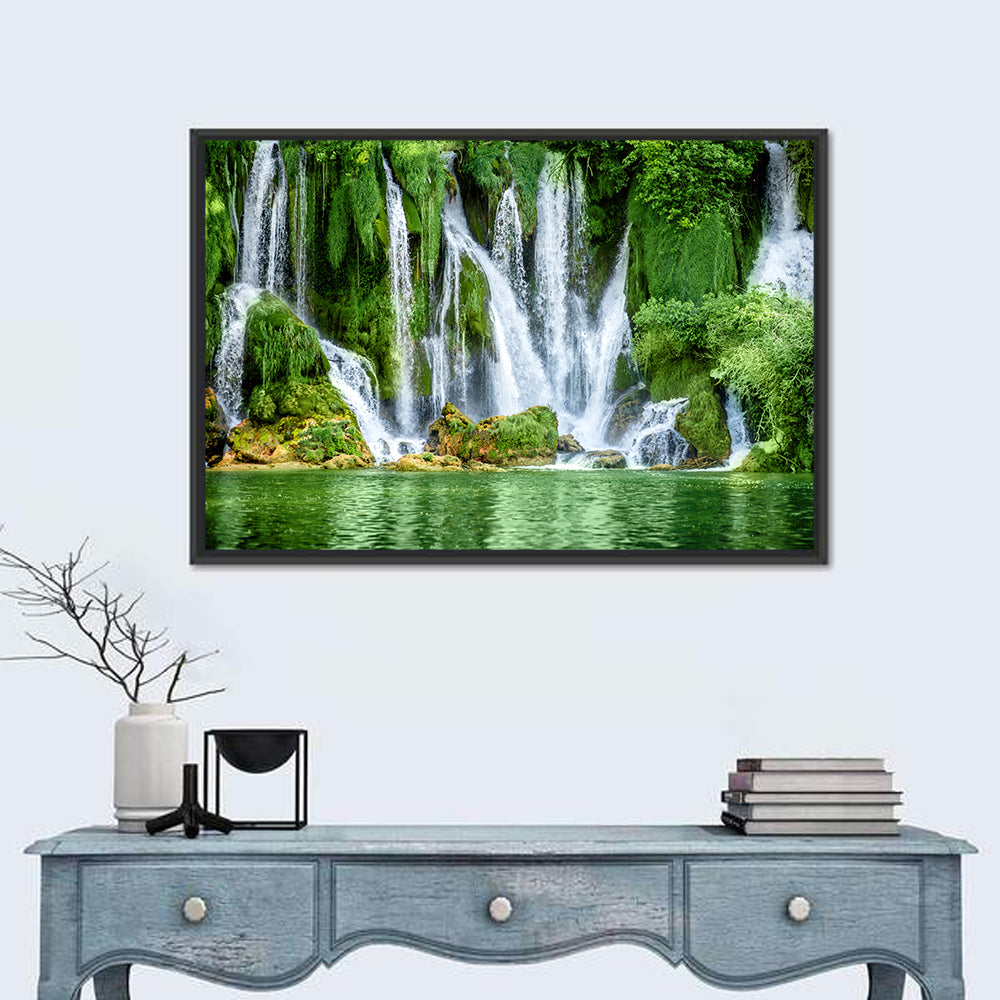 Kravica Waterfall Wall Art in a room, landscape